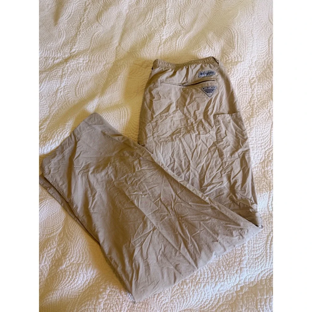 Columbia PFG Convertible Cargo Pants Mens 2X 32L Khaki Tan Zip Off Fishing Gear